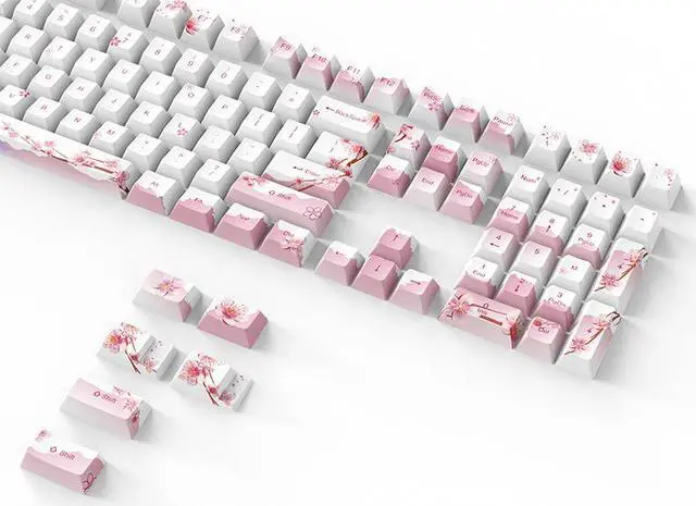Alt view image 5 of 6 - Fuji Sakura PBT Keycaps Set for MX Switches Mechanical Keyboard Fullsize, Tenkeyless, Winkeyless, 75%, 65%, 60% Keyboard (OEM-108KEY)