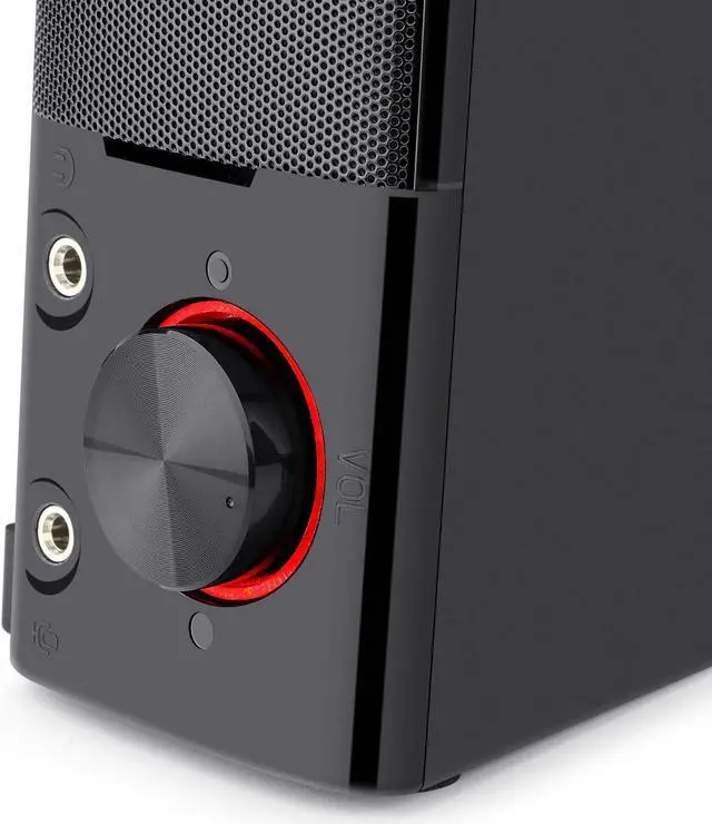 Alt view image 6 of 7 - GS550 Orpheus PC Gaming Speakers, 2.0 Channel Stereo Desktop Computer Sound Bar with Compact Maneuverable Size, Headphone Jack, Quality Bass and Decent Red Backlit, USB Powered w/ 3.5mm Cable