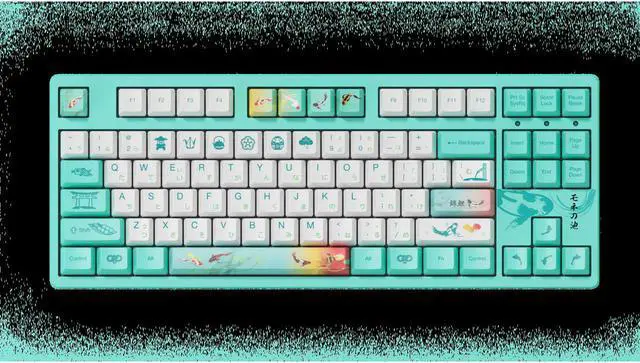 Alt view image 3 of 3 - CORN 87keys Monet’s Pond TKL Gaming Mechanical Keyboard Double Shot Five-Side Dye Sub PBT Keycaps NKRO Detachable USB Type-C with Japanese Hiragana Gateron Orange