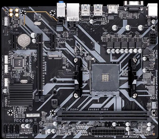 Alt view image 4 of 17 - GIGABYTE B450M H AM4 AMD B450 SATA 6Gb/s Micro ATX AMD Motherboard