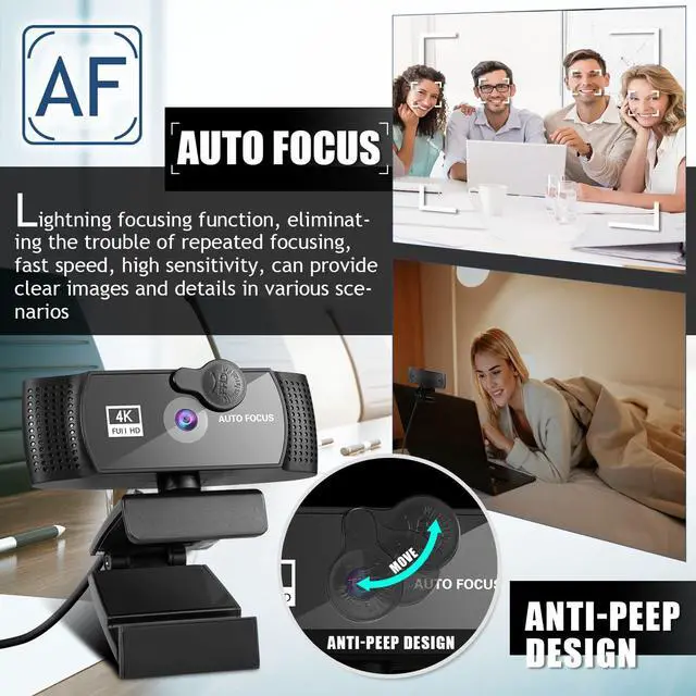 Alt view image 3 of 7 - 4k Auto-focus Computer Camera HD Web USB Webcam