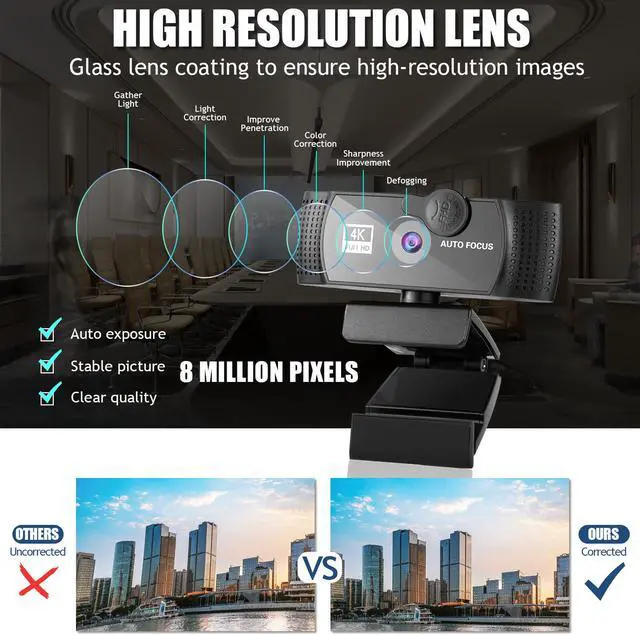 Alt view image 2 of 7 - 4k Auto-focus Computer Camera HD Web USB Webcam
