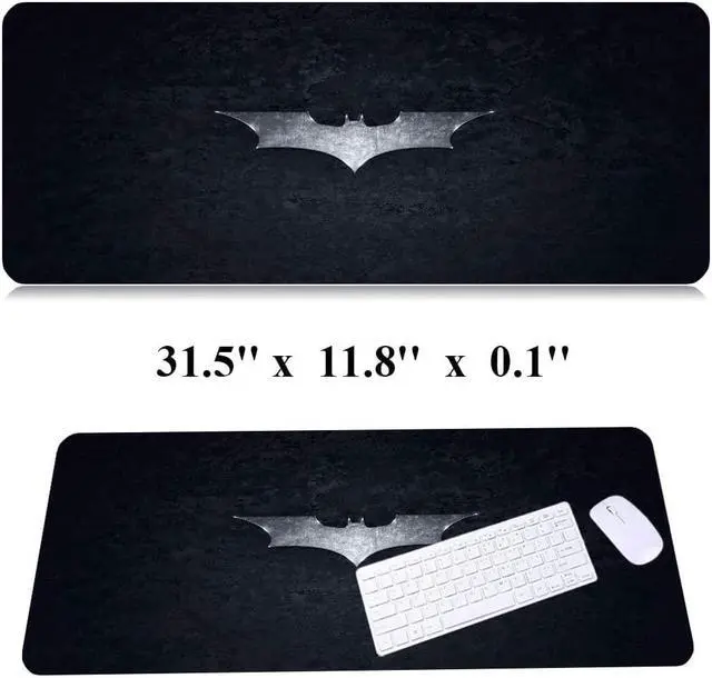 Alt view image 2 of 6 - Corn 31.5x11.8 Inch Black BAT Logo Long Extended Large Gaming Mouse Pad with Stitched Edges Computer Keyboard Mouse Mat Desk Pad