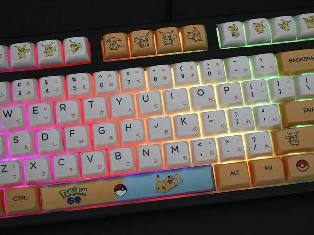 Alt view image 6 of 7 - Corn PBT XDA Profile 139 Keys Keycaps Dye Sublimation ANSI Layout Pikachu Theme Keycaps for Mechanical Gaming Keyboard Cherry MX Switches (Keycaps Only)