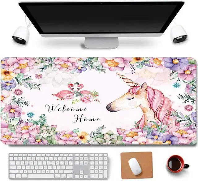 Main image of Corn 31.5x11.8 Inch Pink Unicorn Mouse Pad for Girls Long Extended Large Gaming Mousepad with Stitched Edges Computer Keyboard Mouse Mat Desk Pad