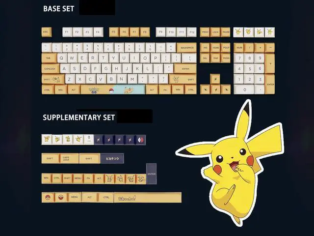 Alt view image 7 of 7 - Corn PBT XDA Profile 139 Keys Keycaps Dye Sublimation ANSI Layout Pikachu Theme Keycaps for Mechanical Gaming Keyboard Cherry MX Switches (Keycaps Only)
