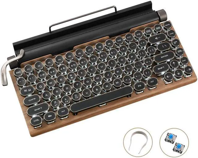 Main image of Corn TW1867 83-Key Retro Typewriter Mechanical Keyboard, Punk Keycap Design, Bluetooth 5.0, White LED Backlight, Mobile Phone Tablet MAC Blue Axis Real Mechanical Keyboard