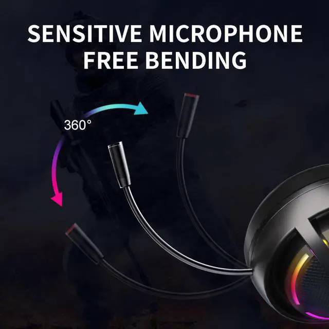 Alt view image 2 of 5 - CORN Wired Gaming Headset with Microphone,7.1 Surround Sound, 50MM Drivers, RGB Glare, USB/3.5mm Computer Game Headphones PC Laptop Xbox