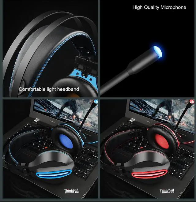 Alt view image 2 of 5 - CORN GT62 Wired Gaming Headset 3.5mm Jack 50mm Bass Stereo Sound LED Light E-sport Headphone with Mic for PS3/4 Computer PC Gamer
