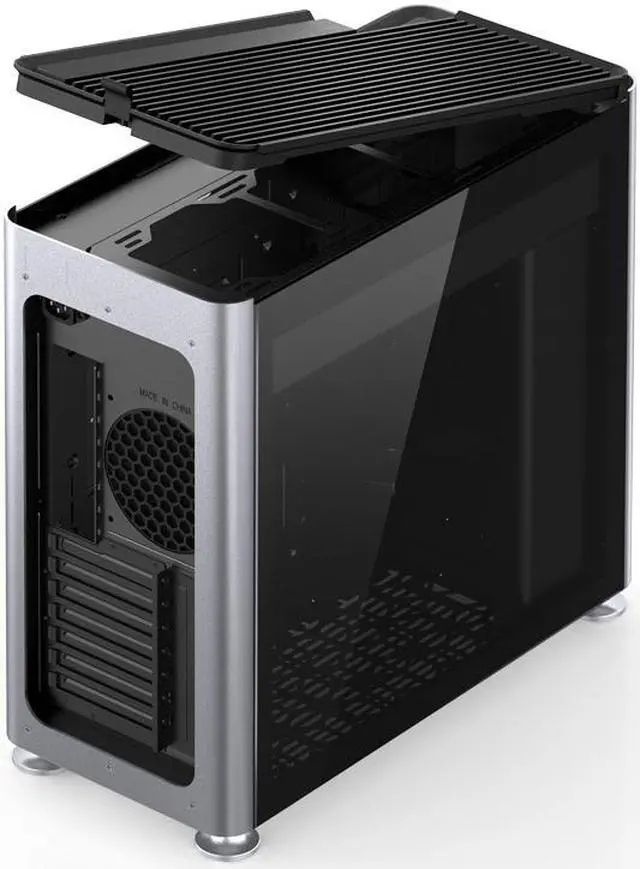 Alt view image 4 of 7 - JONSPLUS i 400 ITX/DTX/ATX/E-ATX Aluminum Tempered Glass Computer Case - Support 360/280/240/120 Liquid Cooling