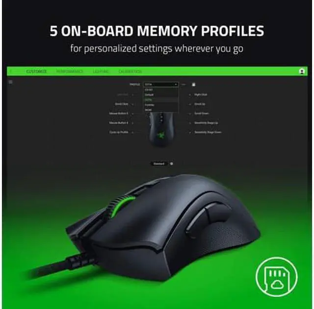 Alt view image 6 of 6 - Razer DeathAdder v2 Gaming Mouse: 20K DPI Optical Sensor - Fastest Gaming Mouse Switch - Chroma RGB Lighting - 8 Programmable Buttons - Rubberized Side Grips - Classic Black