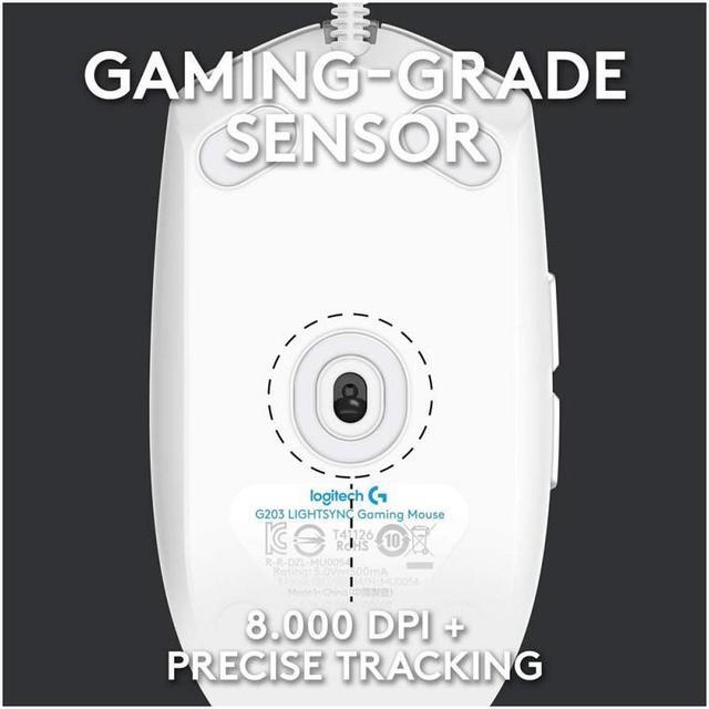 Alt view image 4 of 4 - Logitech G102 (G203) IC PRODIGY 8000DPI 1000Hz Polling Rate 16.8M Color RGB Gaming Mouse - White