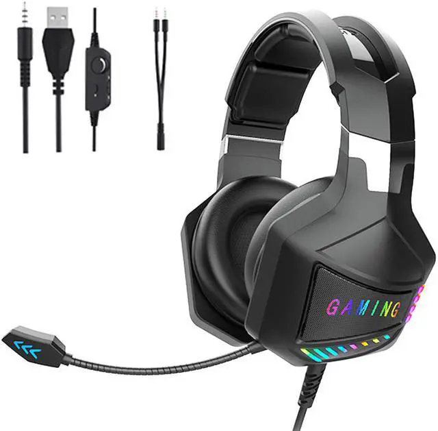 Main image of CORN 3.5MM/USB Wired Gaming Headphones with Omnidirectional Mic for PC Computer Headset, 50mm Drivers, RGB Light, Active Noise Cancellation, Lightweight design for maximum comfort