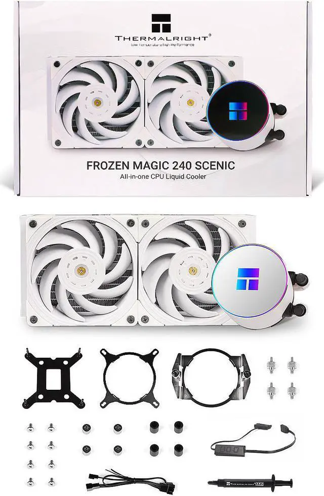 Alt view image 7 of 7 - Thermalright Frozen Magic 240 SCENIC(White)CPU Water Cooling Radiator, Copper Mirror Base, ARGB Metal Cooling Head, 120mm TL-C12 Pro Silent Fan, Suitable for Intel AMD PC Water Cooling Syste