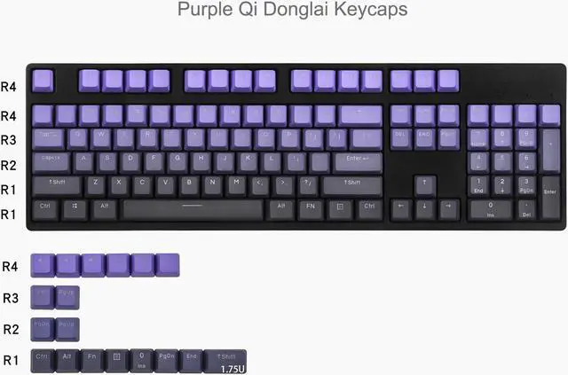 Alt view image 4 of 7 - Corn Dye Sublimation Keycaps OEM Profile Keycap Set for 68 87 104 108MX1.0 6.0 8.0 Mechanical Keyboard (122 Keys, Purple Qi Donglai) - Keycaps Only