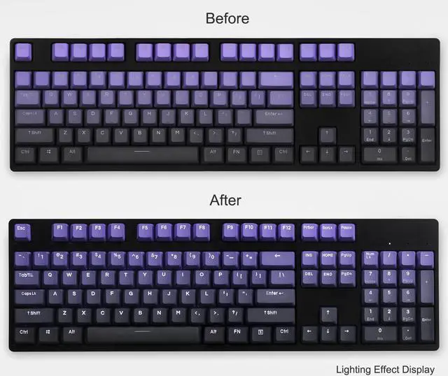 Alt view image 7 of 7 - Corn Dye Sublimation Keycaps OEM Profile Keycap Set for 68 87 104 108MX1.0 6.0 8.0 Mechanical Keyboard (122 Keys, Purple Qi Donglai) - Keycaps Only