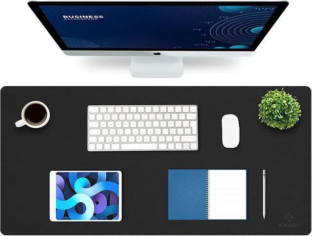 Leather Desk Pad Protector - Dual-Sided PU Leather Desk Mat, Waterproof Mouse Pad & Writing Surface (23.6" X 13.7")
