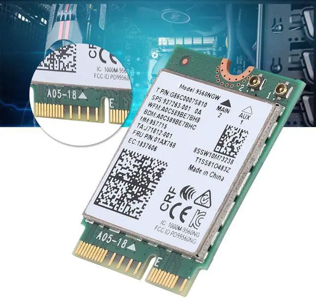 Alt view image 5 of 6 - Intel 9560NGW 2.4G/5G 300Mbps+1730Mbps 160 MHz Channels Bluetooth 5.0 NGFF Combo Wifi Adapter