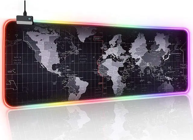 Main image of Corn RGB Gaming Mouse Pad - Large Led Desk Pad, Mouse Mat with HD Map, Non-Slip Rubber Base, 31.5"X 11.8" & 14 Light Modes