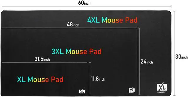Alt view image 7 of 7 - 3XL Huge Mouse Pads Oversized (48''x24'') - Extra Large Gaming XXXL Mousepad for Full Desk - Super Thick Nonslip Rubber Base and Waterproof Desktop Keyboard Extended Mouse Mat (Black, XXX-Large)