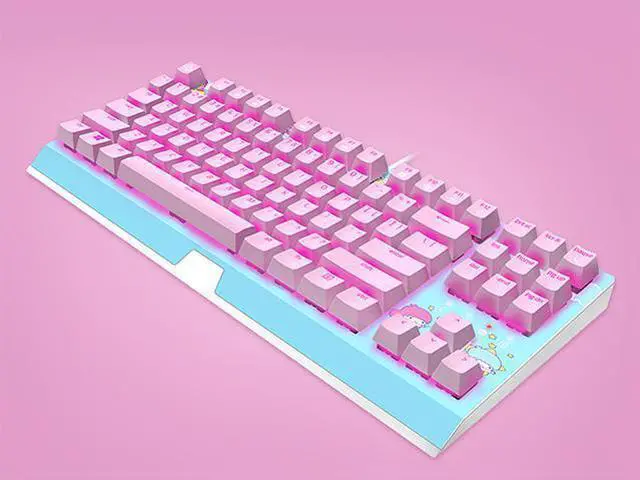 Alt view image 4 of 7 - HelloKitty I SANRIO Pink Wired Keyboard Exclusive 87 Key Backlit Mechanical Keyboard