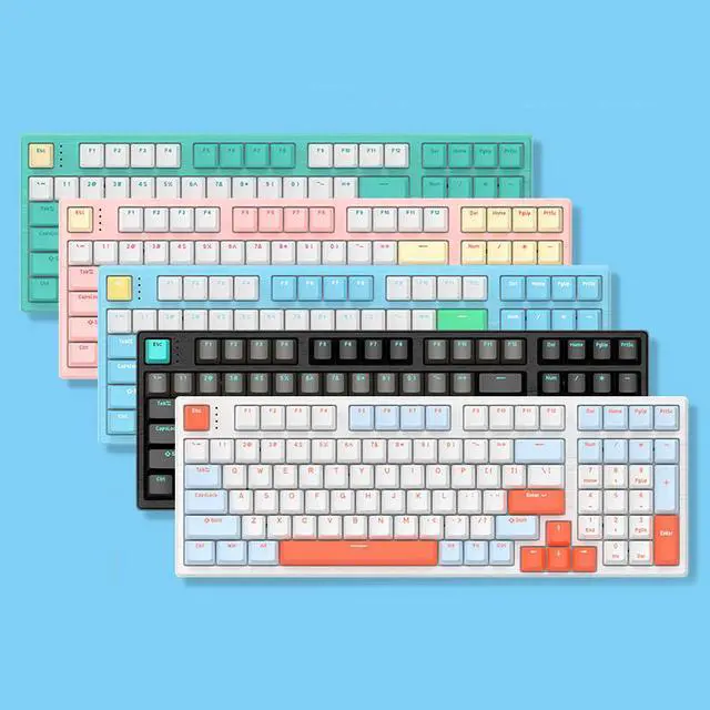 Alt view image 2 of 2 - GANSS HS 98T Mechanical Keyboard - Double shot PBT Profile - Wireless 2.4gHz / Bluetooth 5.0 / USB Wired - RGB Backlight (Gateron G Pro Yellow Switch, White)