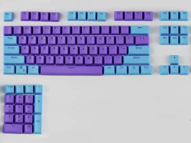 Alt view image 2 of 5 - Corn 87/104 Keycaps Miami EVA Color Matching OEM Profile PBT Double Shot keycap Set for MX Mechanical Keyboard- Only Keycaps Blue Tenkeyless