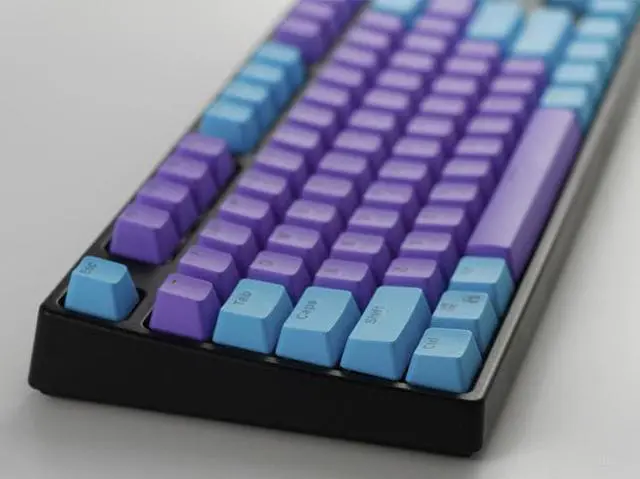 Alt view image 5 of 5 - Corn 87/104 Keycaps Miami EVA Color Matching OEM Profile PBT Double Shot keycap Set for MX Mechanical Keyboard- Only Keycaps Blue Tenkeyless