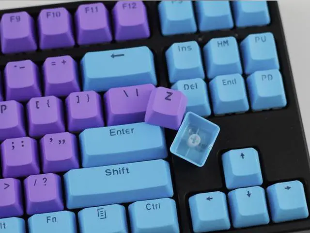 Alt view image 4 of 5 - Corn 87/104 Keycaps Miami EVA Color Matching OEM Profile PBT Double Shot keycap Set for MX Mechanical Keyboard- Only Keycaps Blue Tenkeyless
