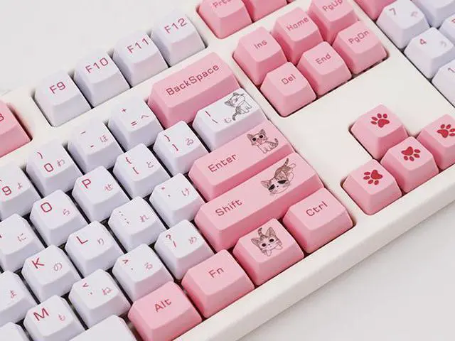 Alt view image 2 of 7 - Corn 131 PBT Dye Sublimation Keycaps OEM Profile Cheese Cat Theme Keycap Set For 61/64/68/84/87/96/104/108 Mechanical Keyboard - Keycaps Only