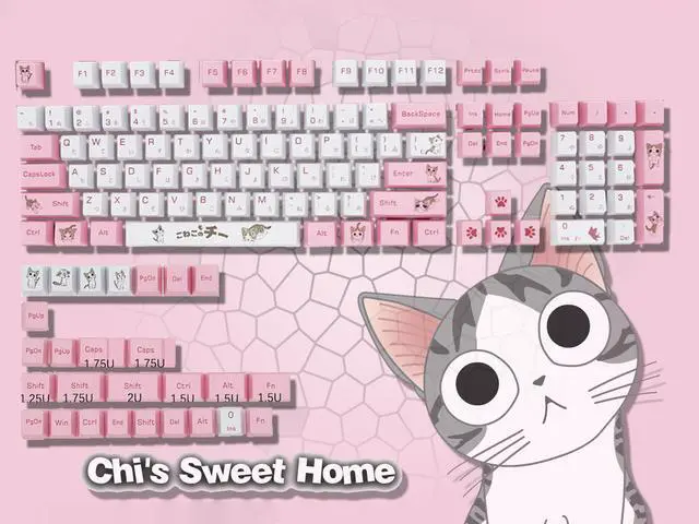 Main image of Corn 131 PBT Dye Sublimation Keycaps OEM Profile Cheese Cat Theme Keycap Set For 61/64/68/84/87/96/104/108 Mechanical Keyboard - Keycaps Only