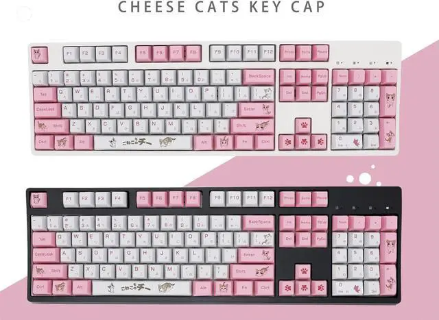 Alt view image 7 of 7 - Corn 131 PBT Dye Sublimation Keycaps OEM Profile Cheese Cat Theme Keycap Set For 61/64/68/84/87/96/104/108 Mechanical Keyboard - Keycaps Only