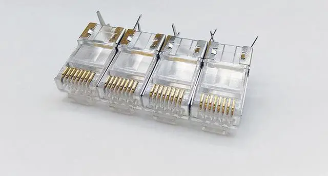 Alt view image 3 of 5 - Corn Electronics Cat6A & Cat7 RJ45 Connectors, Network Plug RJ45 Ends Nickel-Plated Shielded, 50 UM Gold Plated Shielded with plastic insert For AWG23-10 Pack