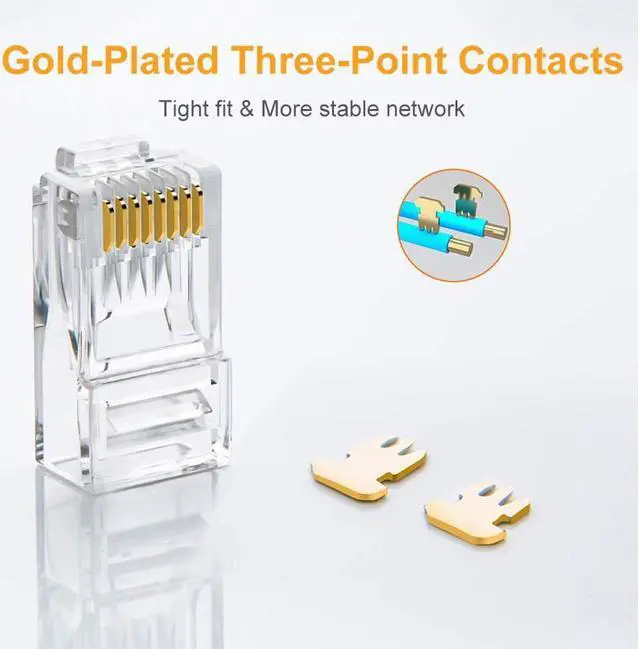 Alt view image 3 of 5 - Corn Electronics RJ-45PLUG Cat 6 Crystal Clear RJ-45 Tip/Connector, 100-Pack