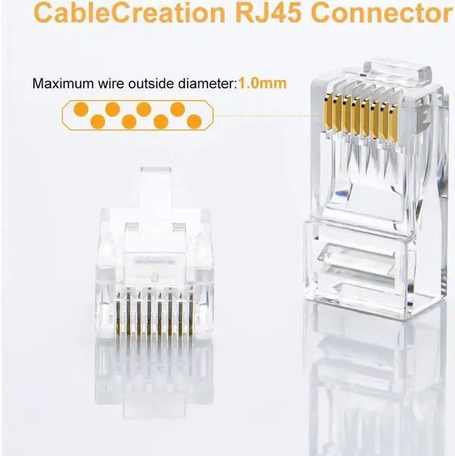 Alt view image 2 of 5 - Corn Electronics RJ-45PLUG Cat 6 Crystal Clear RJ-45 Tip/Connector, 100-Pack