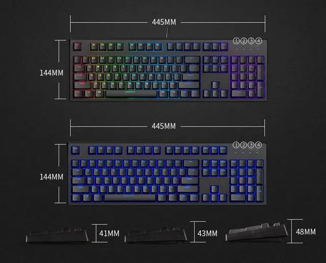 Alt view image 2 of 2 - Rapoo V808 Real Standard Wired Blue LED Backlight Mechanical Gaming Keyboard, Ergonomic Design for Both Gaming and Office Use-104 Keys,PBT Keycaps,Black,Red Switch