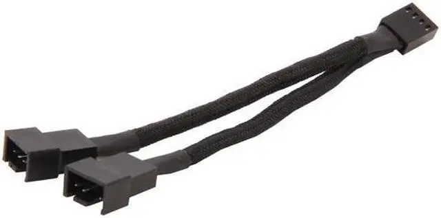 Alt view image 2 of 7 - SilverStone All Black Sleeved 1-to-2 Sleeved PWM Fan Splitter Cable (CPF01)