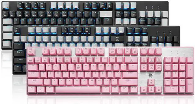 Alt view image 2 of 2 - CORN GK706 Mechanical Gaming Keyboard Blue LED Backlit Wired Keyboard with Blue Switches for Windows PC Office and Working-ABS Keycaps(Black Gray,104 Keys)