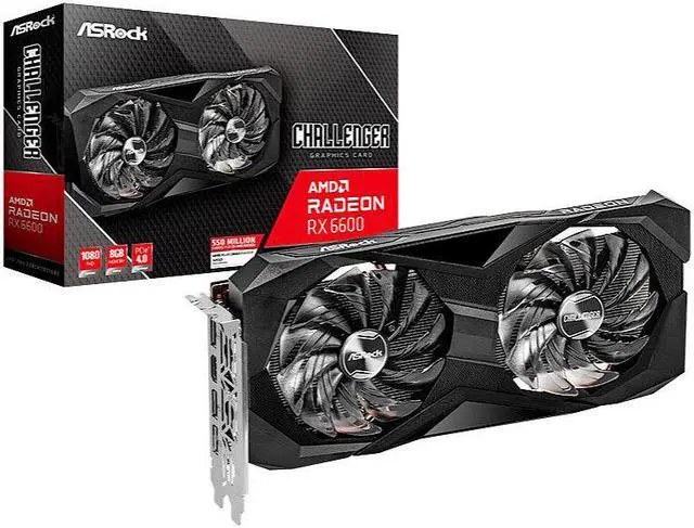 Alt view image 6 of 6 - ASRock Radeon RX 6600 Challenger D 8GB Graphics Card, 8GB 128-bit GDDR6, Support PCI Express 4.0,1×HDMI Interface, 3×DisplayPort1.4 Interface