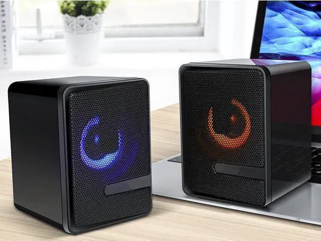 Alt view image 4 of 7 - Computer Speakers S3 USB Light Double Gaming RGB Speakers PC Wired 2.0 USB Powered Volume Control Stereo Mini Speaker 3.5mm Aux Input for Desktop PC Ph