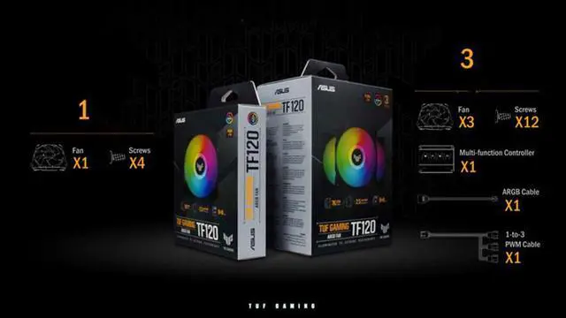 Alt view image 5 of 6 - ASUS TUF GAMING ARGB Fan TF120 Addressable RGB Cooling Fan 120mm - 3 Packs