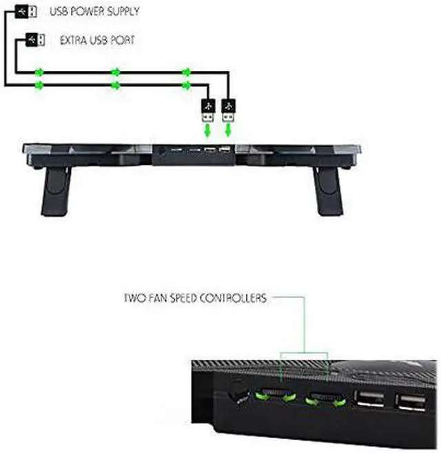 Alt view image 2 of 4 - CORN Laptop Cooler Cooling Pad Gaming for 14-17-Inch Notebook Cooler Cooling Pad Stand Chill Mat with Four 120mm Blue Light Fans at 1200 RPM for Gamers and Office (SF-17-4)