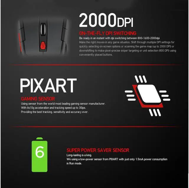Alt view image 4 of 6 - CORN 2.4Ghz Mini Portable Wireless Mouse USB Optical 2000DPI Adjustable Professional Game Gaming Mouse Mice For PC Laptop