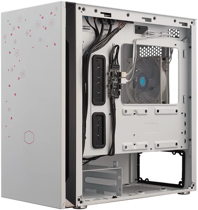 Alt view image 2 of 5 - Cooler Master Silencio S400 Sakura Edition Micro-ATX Tower with Sound-Dampening Material, Sound-Dampened Solid Steel Side Panel, Reversible Front Panel, SD Card Reader, and 1 x 120mm ARGB Fan