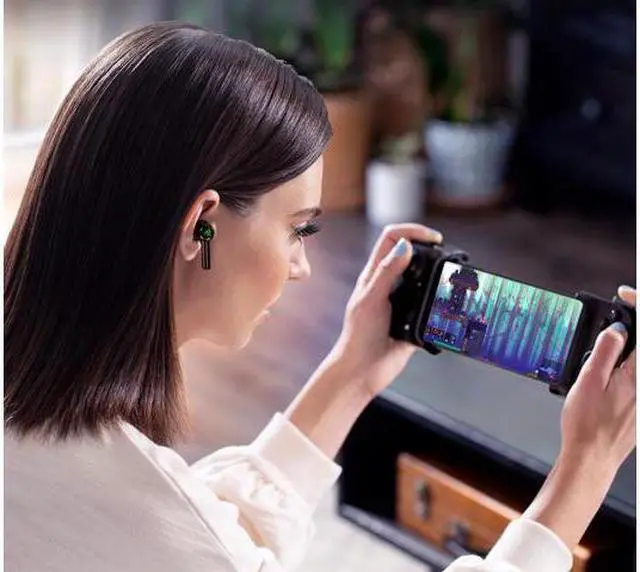 Alt view image 4 of 6 - Hammerhead True Wireless X Bluetooth Gaming Earbuds: Green Lighting -60ms Low-Latency- Classic Black