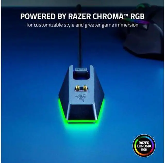 Alt view image 2 of 5 - Mouse Charging Dock Chroma: Magnetic Dock with Charge Status RGB Lighting - Anti-Slip Gecko Feet - Powered by Razer Chroma - Classic Black