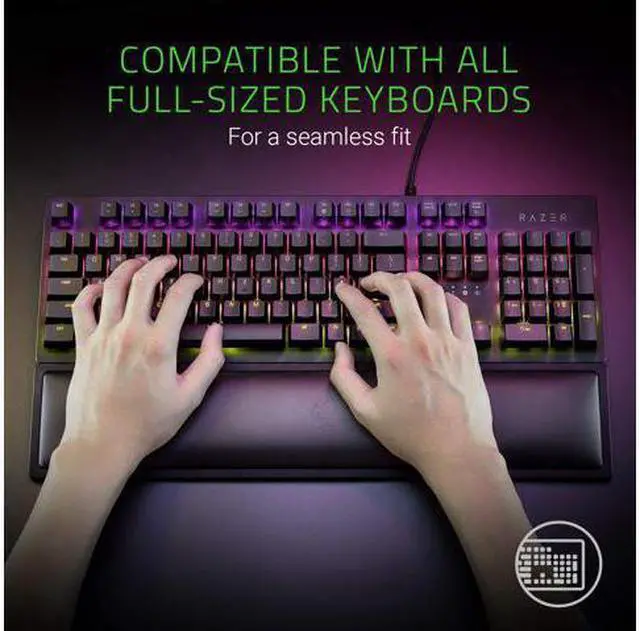 Alt view image 4 of 4 - Ergonomic Wrist Rest for Full-Sized Keyboards: Anti-Slip Rubber Base - Angled Incline - Classic Black