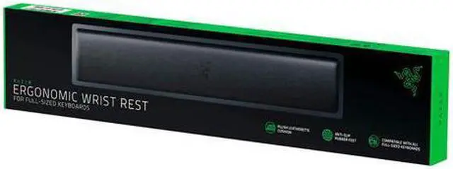 Main image of Ergonomic Wrist Rest for Full-Sized Keyboards: Anti-Slip Rubber Base - Angled Incline - Classic Black