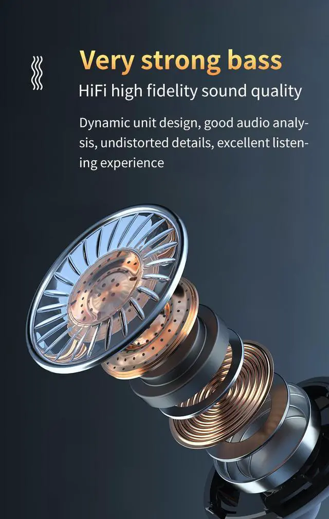 Alt view image 2 of 7 - RABMIV M10 TWS Wireless Earbuds, Bluetooth 5.1 Headphones 120H Playtime with 2000 mAh Charging Case [As Power Bank], Stereo Auto Pairing in-Ear Bluetooth Earphones with Mic Wireless Headset - Black