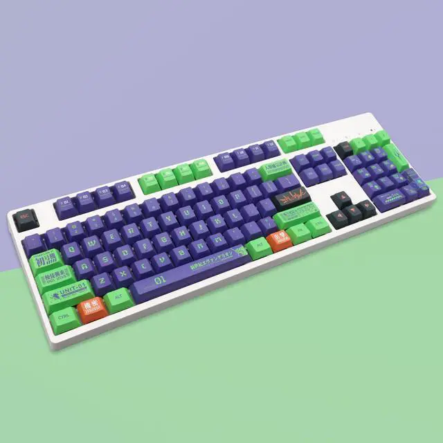 Alt view image 2 of 6 - Evangelion EVA 01 Keycaps, 140 PBT Keycaps for Mechanical Keyboard, Suitable for Cherry original Switches